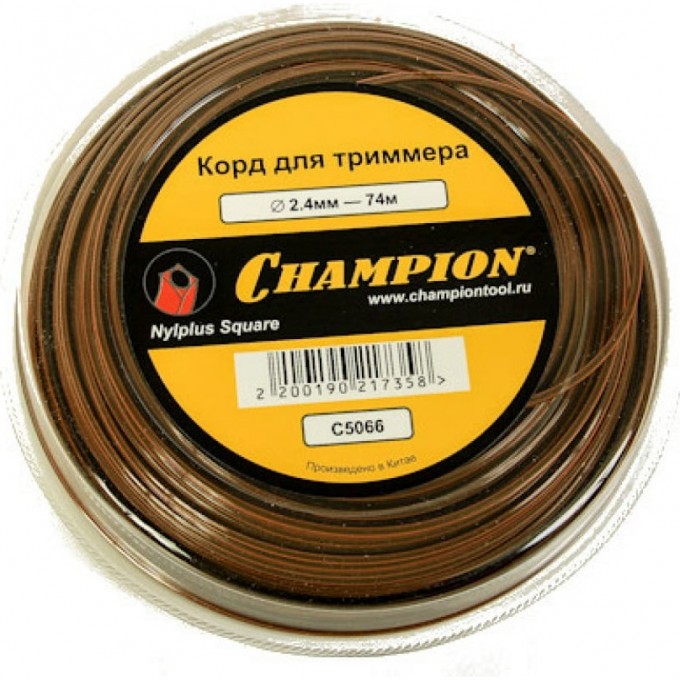 Корд триммерный CHAMPION Nylplus Square 2.4 мм х 74 м, C5066 CH-C5066