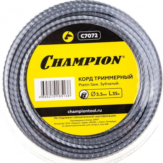 Корд триммерный CHAMPION PLATIN SAW 3.5мм*35м (зубчатый)+нож C7072 CH-C7072