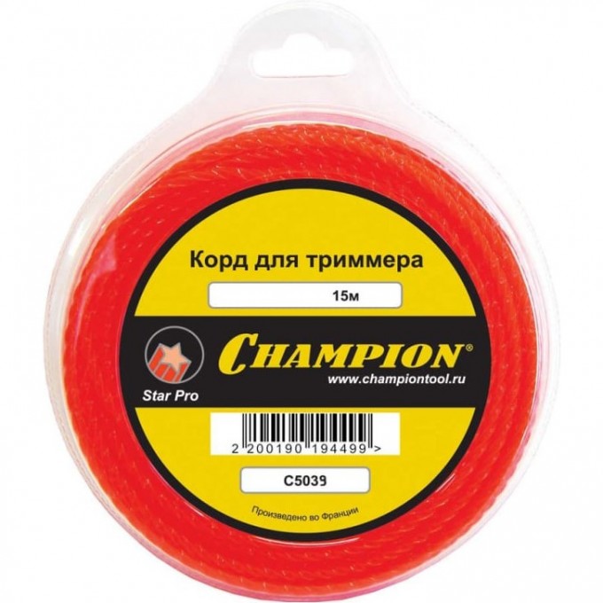 Корд триммерный CHAMPION Star Pro 2.0 мм х 15 м, C5039 CH-C5039