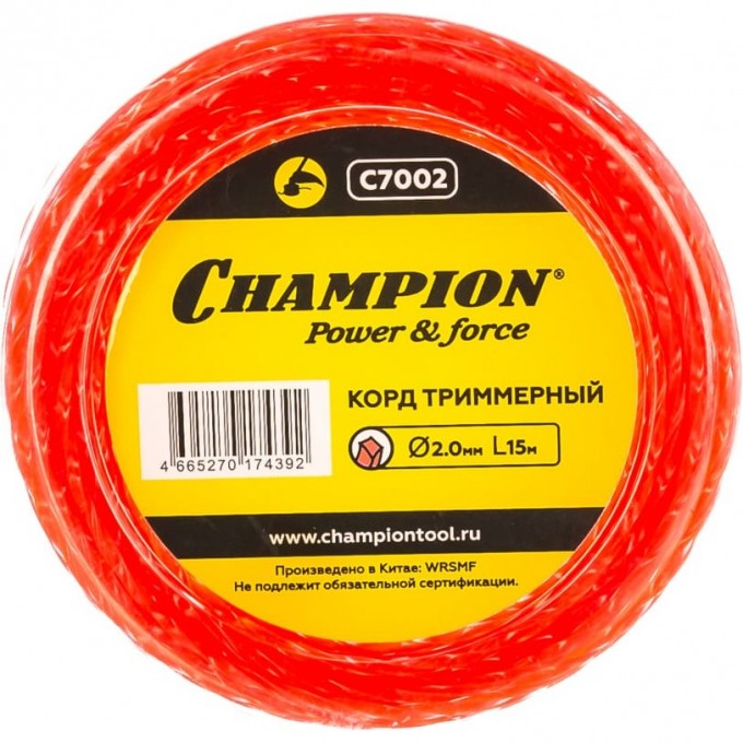 Корд триммерный CHAMPION Twisted Square 2.0 мм х 15 м, C7002 CH-C7002